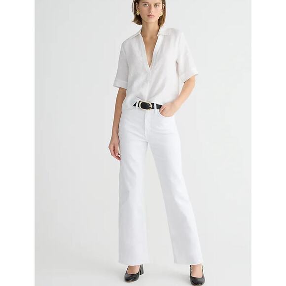 NWT J.Crew Slim Wide Leg Jean In White Wash Size 28 - Picture 1 of 9